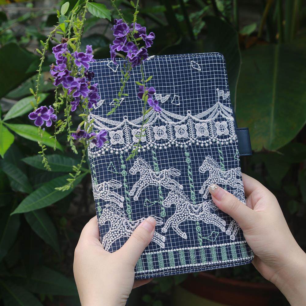 Munimhoe旋转木马刺绣活页A5记账本A6B6手帐书皮笔记TN日记本礼物