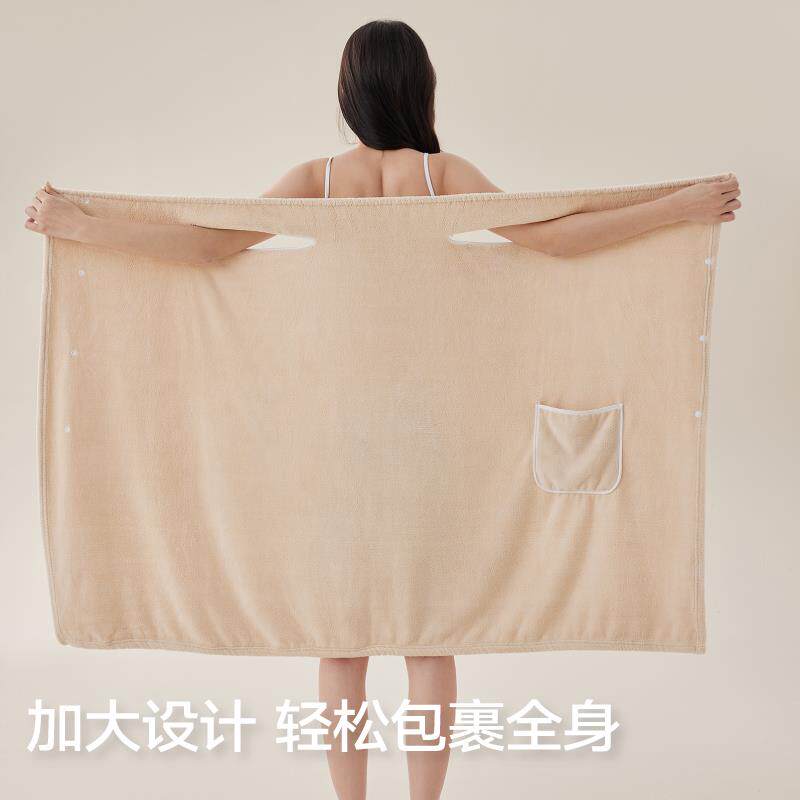 日本NUJIE5A抗菌浴裙夏季薄款全棉大人浴巾浴袍可穿速干浴袍套装