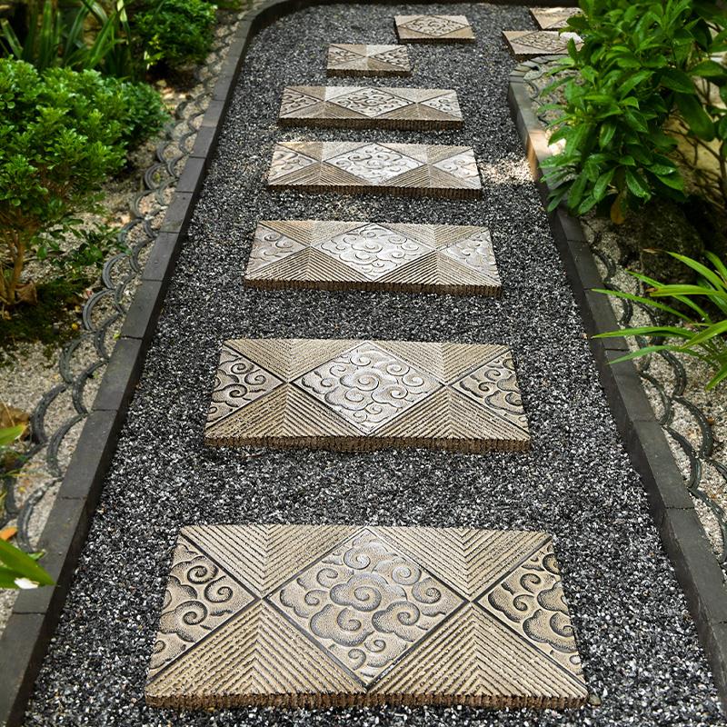 户外防滑草坪祥云脚踏石汀步石中式庭院花园方形铺路石板彷古地砖