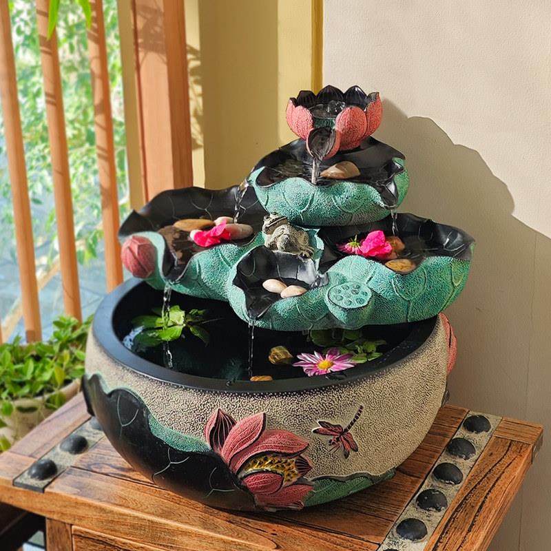 户外荷花流水摆件循环水中式室内玄关鱼池造景入户花园阳台小鱼缸,家居饰品,流水摆件,淘宝优惠券,粉丝福利购,淘宝优惠卷