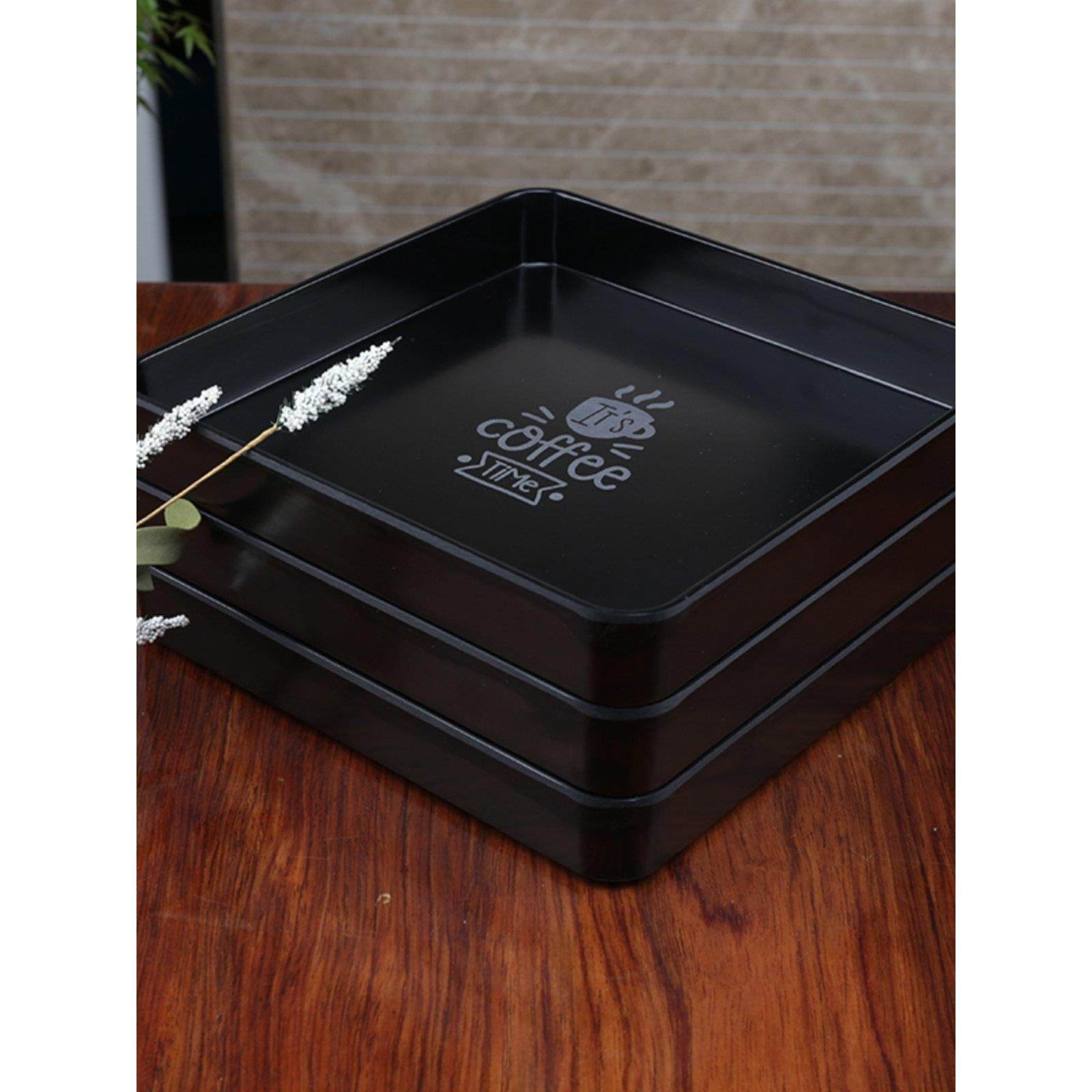 北欧密胺正方形置物盘酒店客厅茶杯盘家用收纳水果创意塑料托盘子