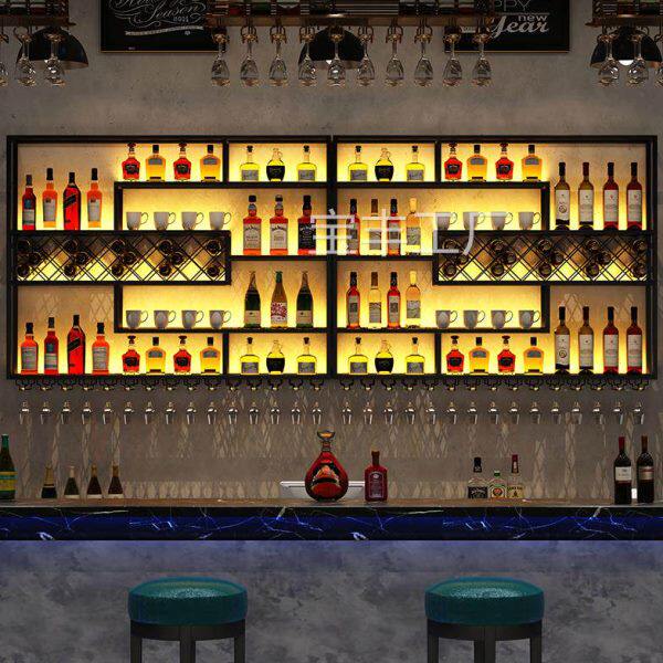 酒吧吧台酒柜靠墙创意工业风酒架子展示葡萄酒红酒铁艺酒架壁挂式