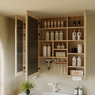 到顶加高浴室镜柜单独智能带灯除雾美妆镜子卫生间洗漱台梳妆镜