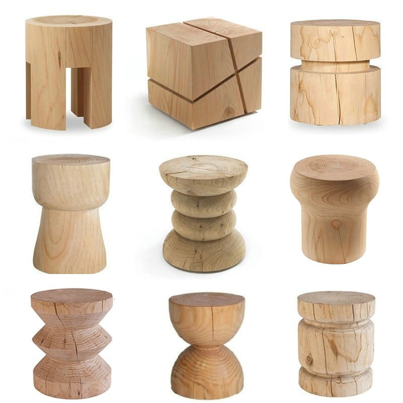 家用原木树墩边几实木墩子凳子圆形床头柜根雕茶几民宿树桩矮凳