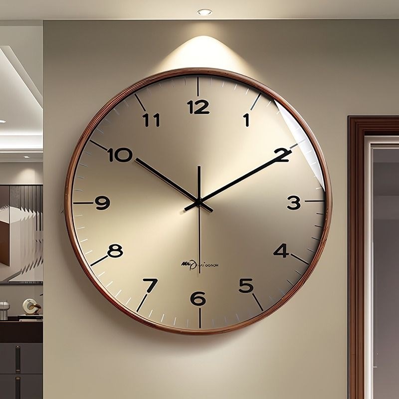 现代简约c实木挂钟2024新款客厅家用网红钟表大气挂表创意挂墙时