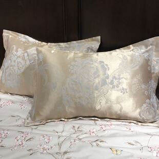 欧式 V3FP贡缎提花枕套一对装 枕头套一对家用婚庆结婚乳胶枕枕