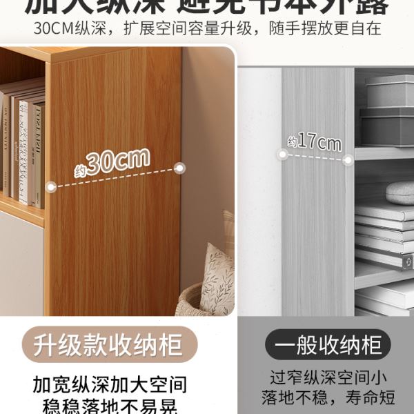 书架置物架落地家用客厅卧室靠墙矮收纳柜子储物柜格子柜简易书柜