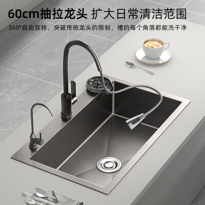 厨房洗菜盆大单槽SUS304不锈钢水槽台下洗碗槽家用加厚洗菜池水池