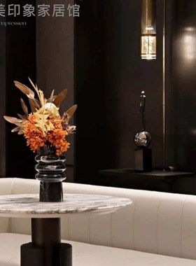 现代轻奢创意大理石花器花瓶餐桌边柜摆件样板间床头柜组合装饰品