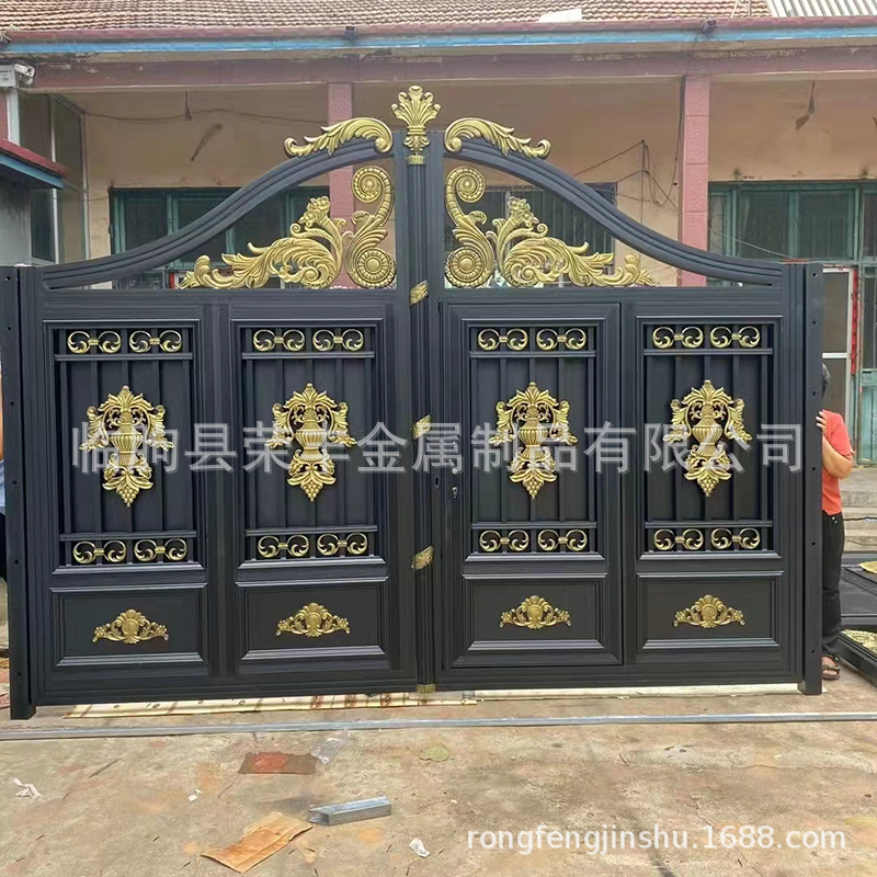 别墅庭院铝合金大门小区院墙铝艺大门平开入户大门新农村双开大门