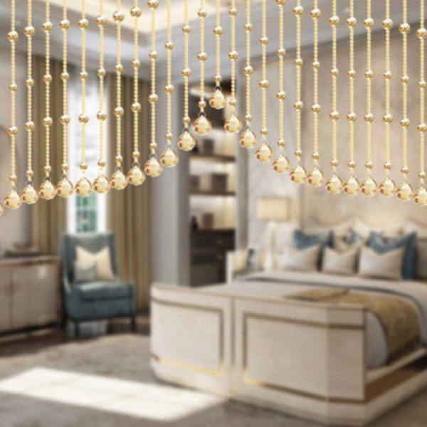 水晶珠帘门帘隔断帘欧式香槟色卧室房门玄关客厅弧形餐厅装饰帘子