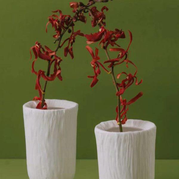 北欧陶瓷花瓶XU宝瓶现代玄关陶瓷摆件白色素烧花瓶花器家居摆件