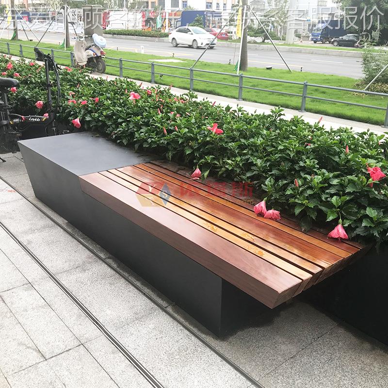 户外商共街yts-891道公座业钢木质坐凳园椅林景观休闲家具长凳定