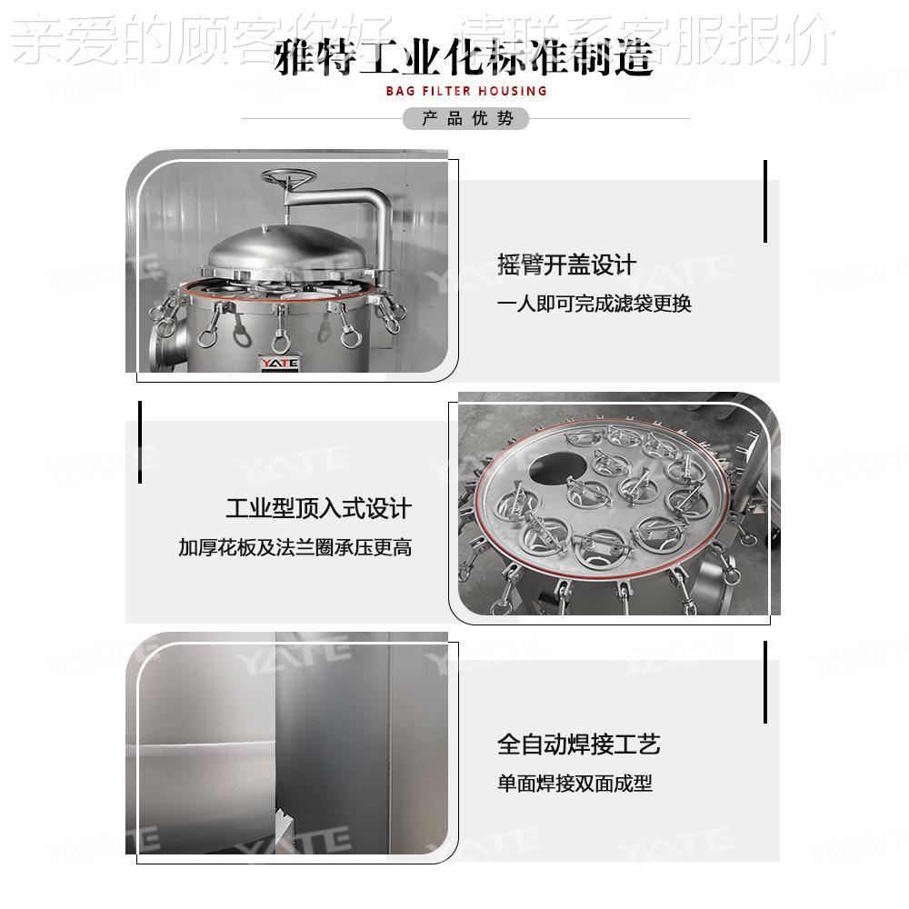 304锈钢MDI胶袋质式过过滤器316L摇摇臂式袋臂吊环快拆脲醛胶杂滤