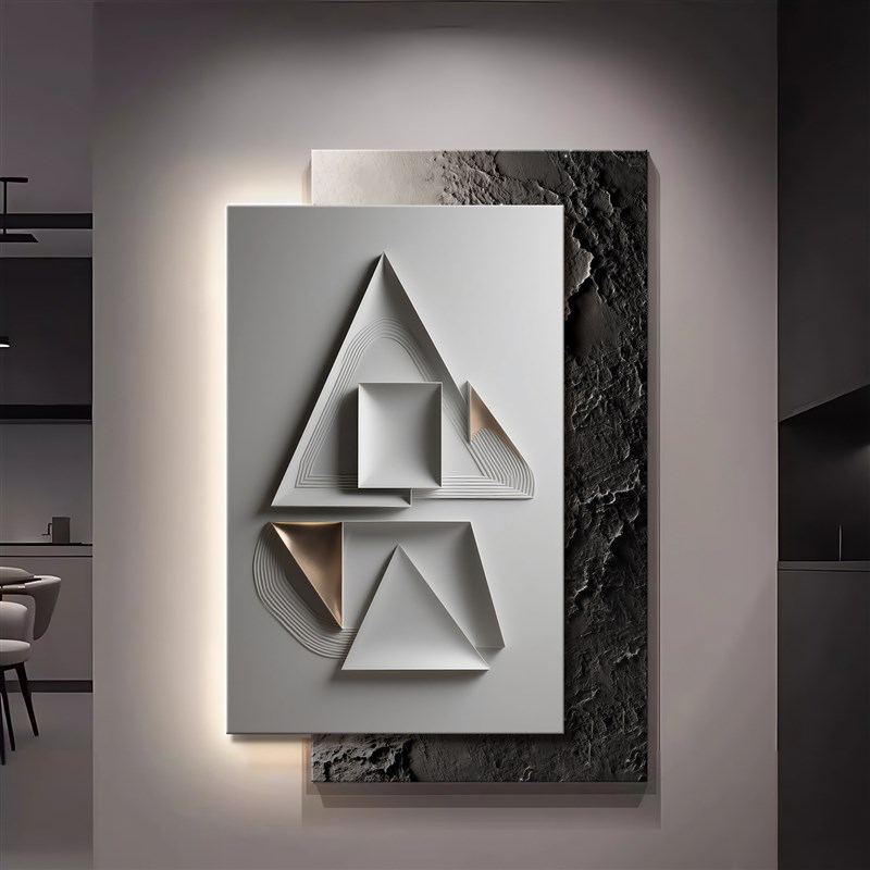 现代简约玄关装饰画轻奢高级感立体感几何挂画艺术入户正对门墙画图片