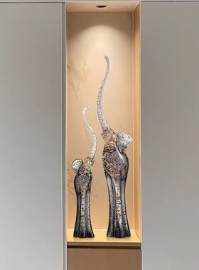 入户玄关艺术大象摆件一对家居客厅电视柜酒柜高档招财落地装饰品