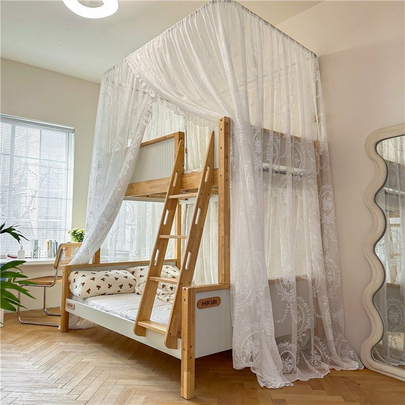 上下铺子母床蚊帐2025新款家用卧室儿童高低床伸缩不锈钢支架单门