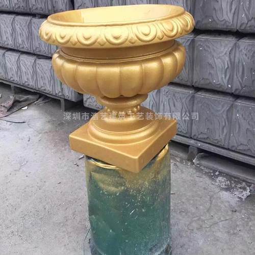 深圳供应大型GR欧式花盆园林街道景观装饰玻璃钢花盆厂家直销