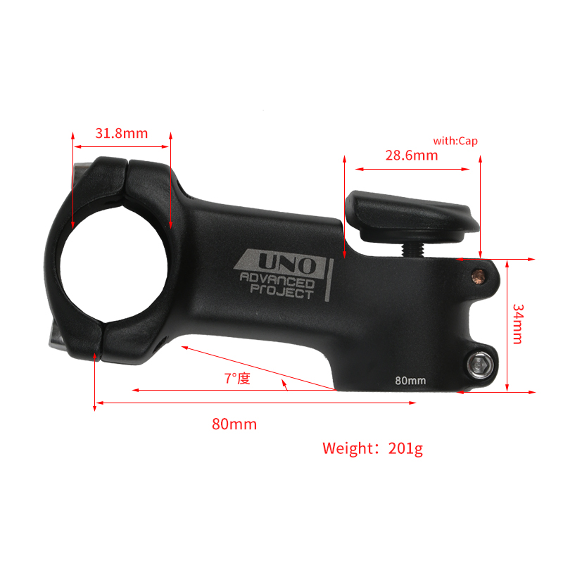 UNO山地公路自行车把立3D铝合金一体锻造7°度带盖方型立管31.8MM