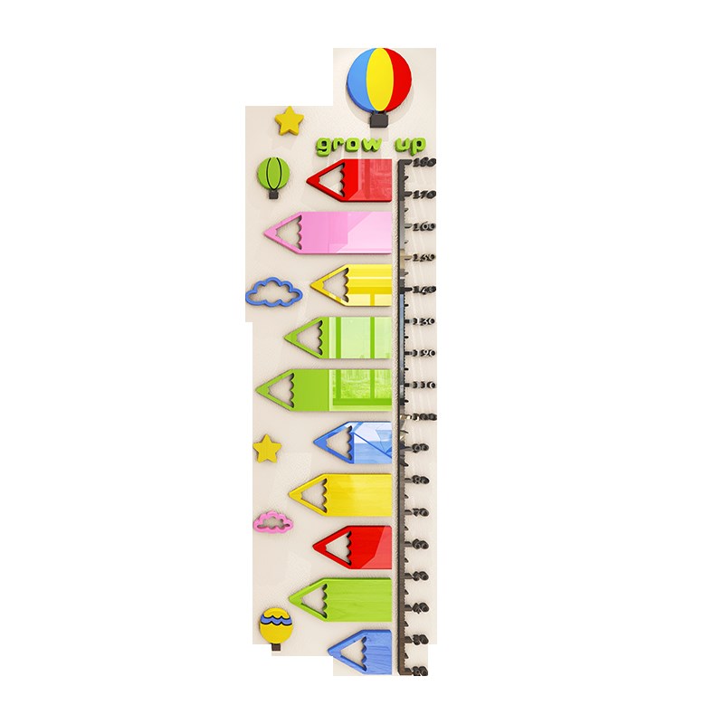 卡通铅笔身高贴亚克力3D的立体贴画家居儿童房宝宝成长身高尺记录