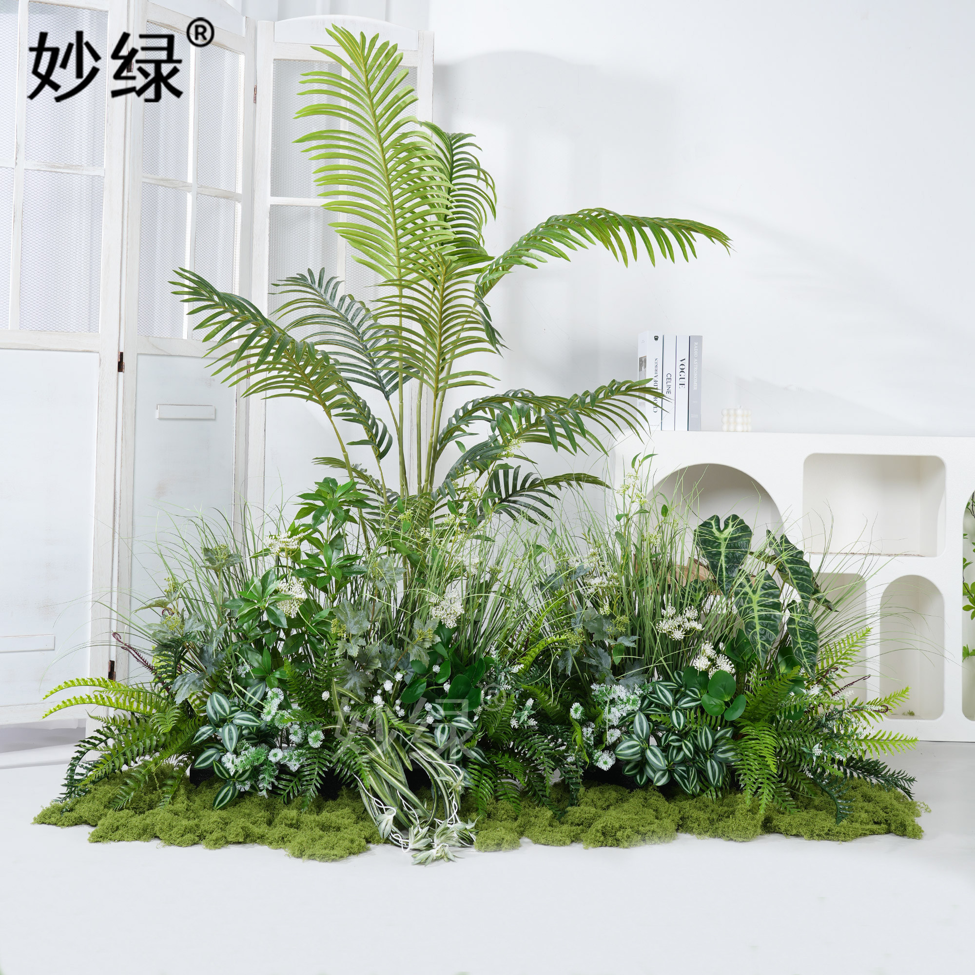 仿真绿植造景假花箱仿真花室内高档装饰摆件仿生芦苇草丛花艺摆件