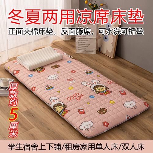 学生宿舍单人床垫夏季凉席可折叠草席冬夏两用席寝室席子双面藤席