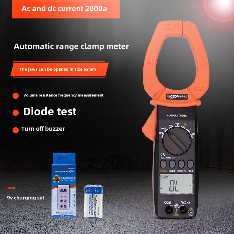 胜利钳形表万用表Vc6050交流和直流2000A电流Vc6052数字高精度全
