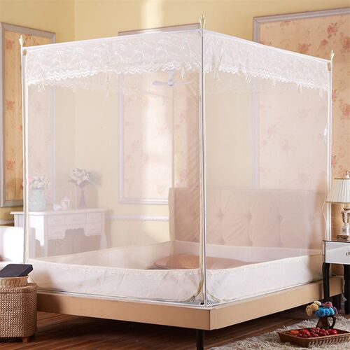 三开门方顶拉链防掉床铝合金支架1.5m1.8米双人家用坐床式蚊帐