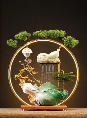 一禄致富招财进宝流水饰品创意循环水客厅雾化装饰桌面开启乔迁大