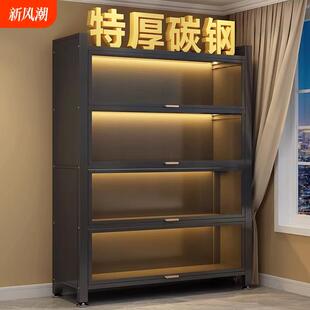 厨房防尘置物架落地多层家用收纳柜子书架多功能橱柜文件储物柜