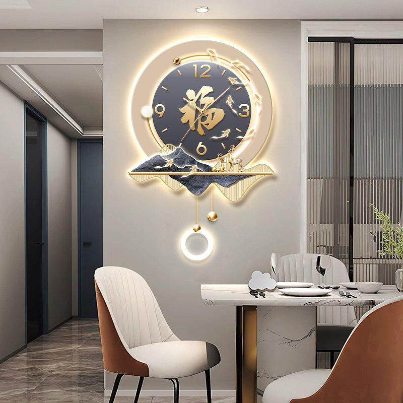 九鱼图福字饭厅装饰画 画轻奢高级感饭厅钟表挂画 画客厅走廊过道,家居饰品,现代装饰画,淘宝优惠券,粉丝福利购,淘宝优惠卷