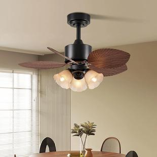 覆古风扇灯饭厅灯卧室灯儿童房吊扇灯小尺寸变频电风扇吊灯中古风