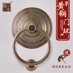 老式门彷古大门把手敲门器中式覆古全黄铜门锁门环兽头防盗门把手