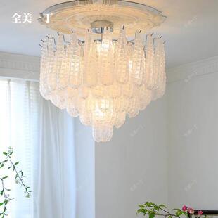 全美一丁法式Murano玻璃南洋中古客厅吸顶灯穆拉诺轻奢水晶室吸灯