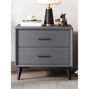 床头柜简单现代卧室可访问的豪华皮革软包装斯堪的纳维亚实木抽屉