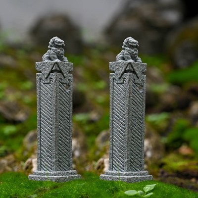 微景观仿青石石狮子摆件客厅桌面茶艺装饰假山盆景鱼缸树脂摆设