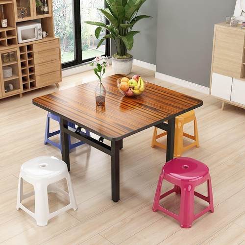 折叠餐桌正方形吃饭出租房简约实木四方桌家用方桌大圆桌子小饭桌