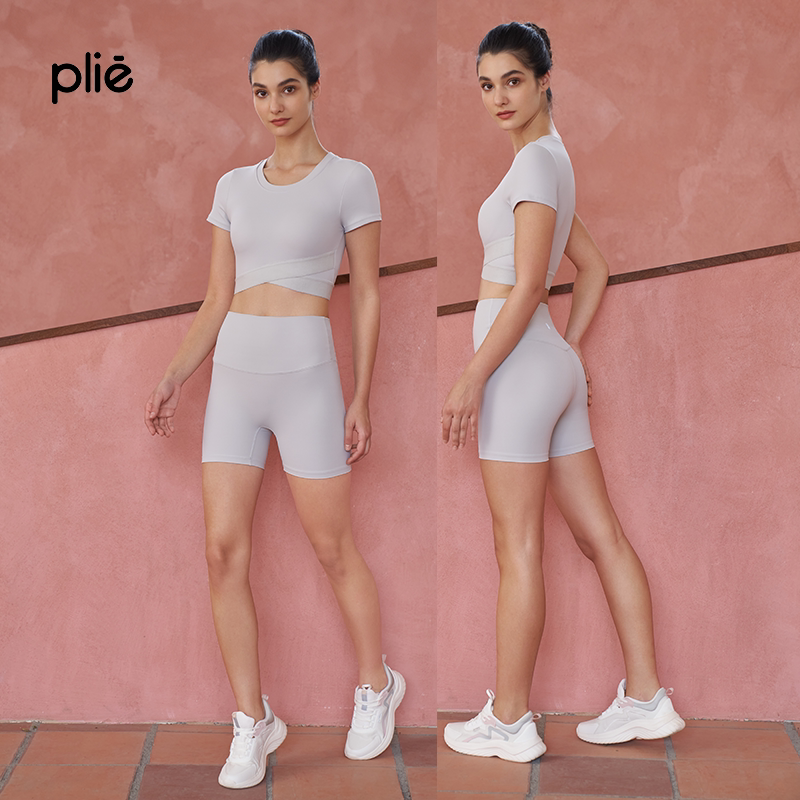 PLIE健身女孩多巴胺瑜伽服短裤套装速干运动背心普拉提两件套新款