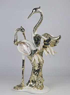 仙鹤摆件装饰品客厅酒柜玄关柜茶几桌面装饰欧式奢华工艺品礼