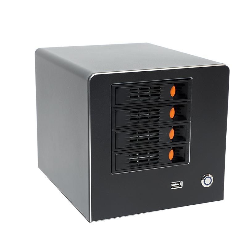 NAS私有云黑群晖飞牛itx专用4盘位铝合金面板机箱大通风高性能