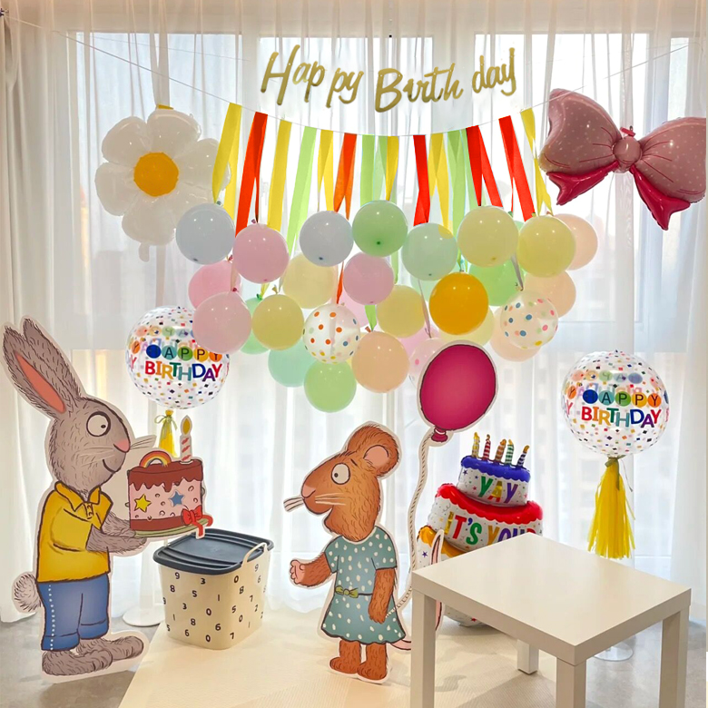 波西和皮普生日布置装饰三周岁男女孩儿童主题场景装扮KT板背景墙