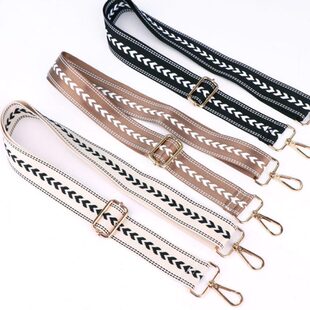 背包斜跨黑白肩带龙替换背带配件斜挎骧条纹麦穗帆布宽色珑单肩女