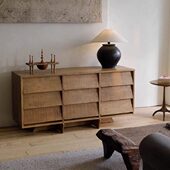 日式 古沙发收纳储物柜中风柜蜡侘寂白餐边柜九斗柜木背靠实木复古