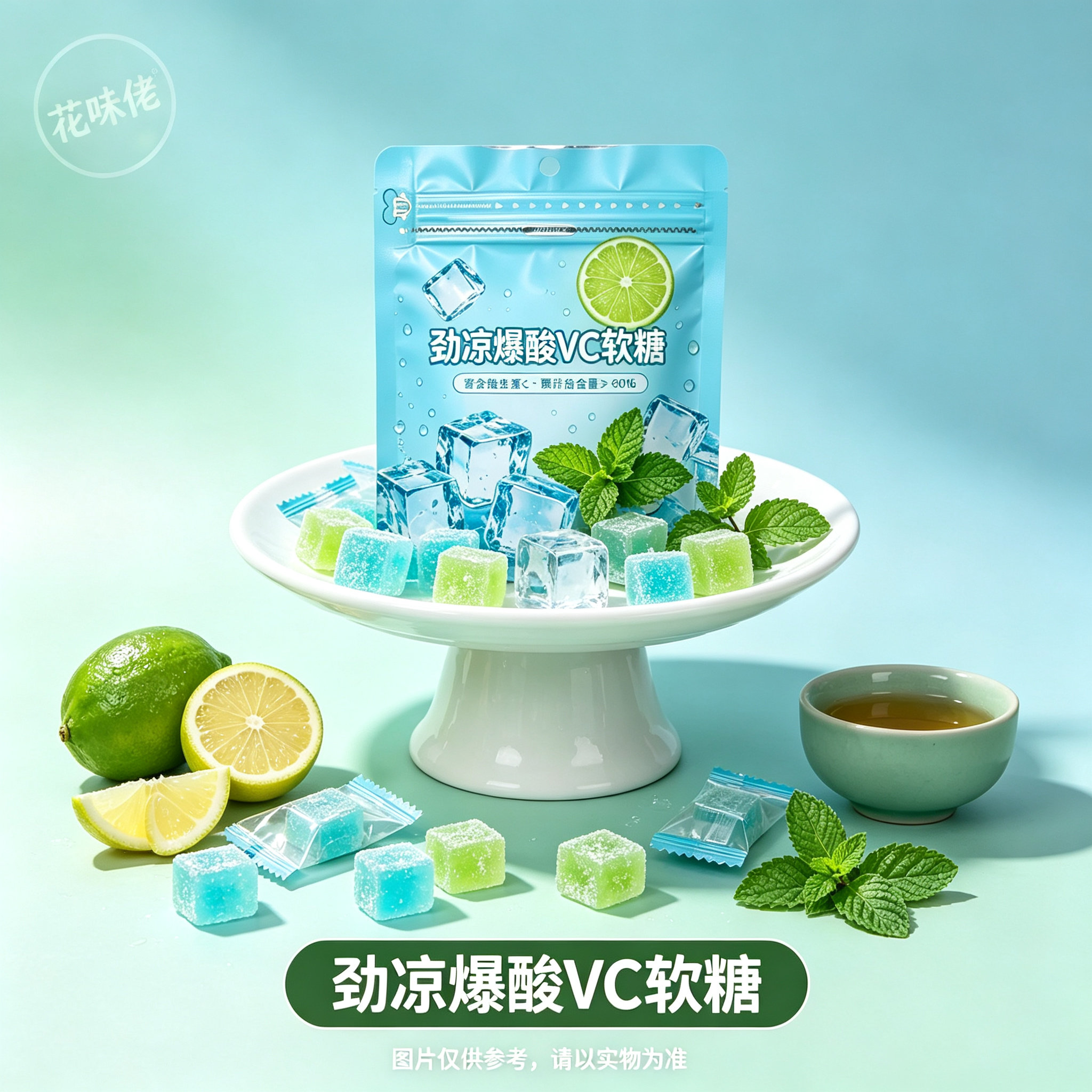 花味佬劲凉青柠爆酸VC软糖 双味爆酸 维生素C 清凉提神随身小零食