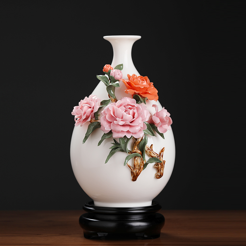 玉壶春瓶陶瓷手工花瓶家居客厅插花玄关电视柜博古架装饰品摆件
