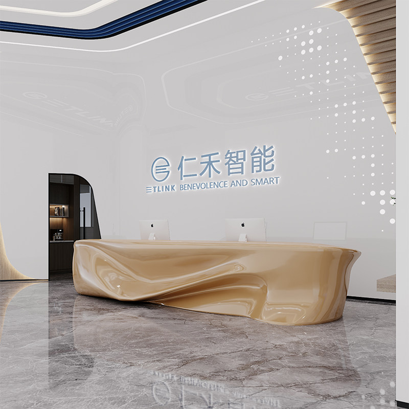 异形烤漆玻璃纤维接待台前台公司简约现代美容院收银柜台机构吧台