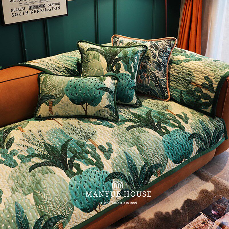 蔓越家 云亭海棠 复古高级感沙发垫毛绒沙发套罩巾座垫防滑坐垫,居家布艺,沙发垫,淘宝优惠券,粉丝福利购,淘宝优惠卷