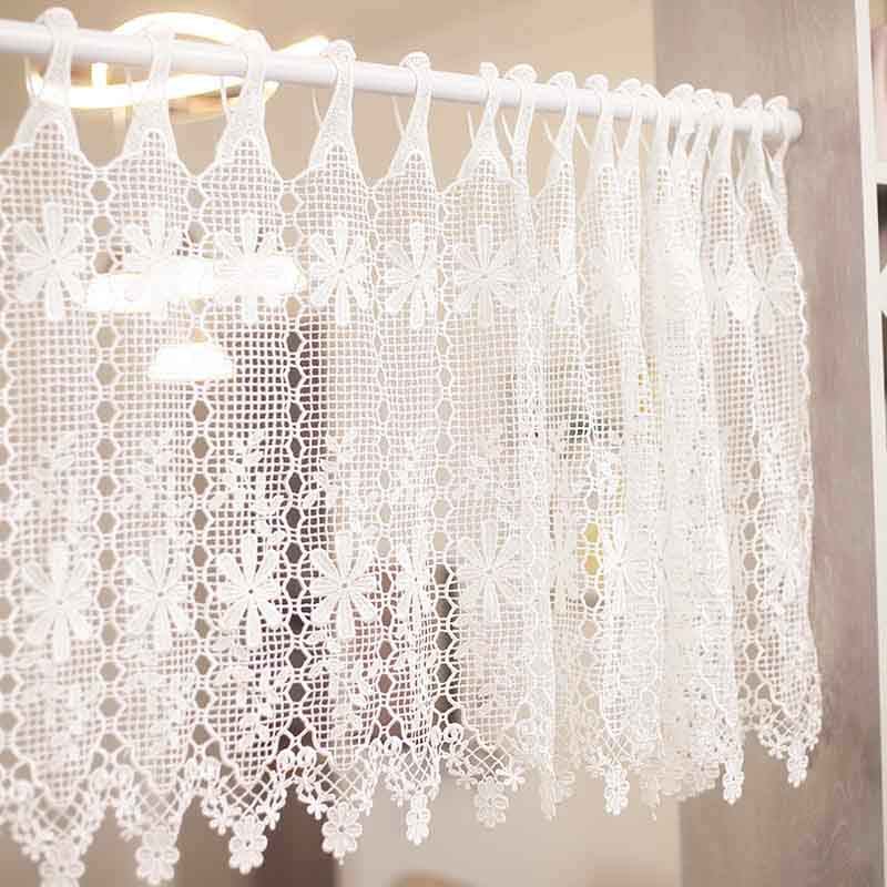 高档水溶蕾丝装饰小挂帘门帘客厅卧室小窗帘纱帘橱柜玻璃遮挡短帘