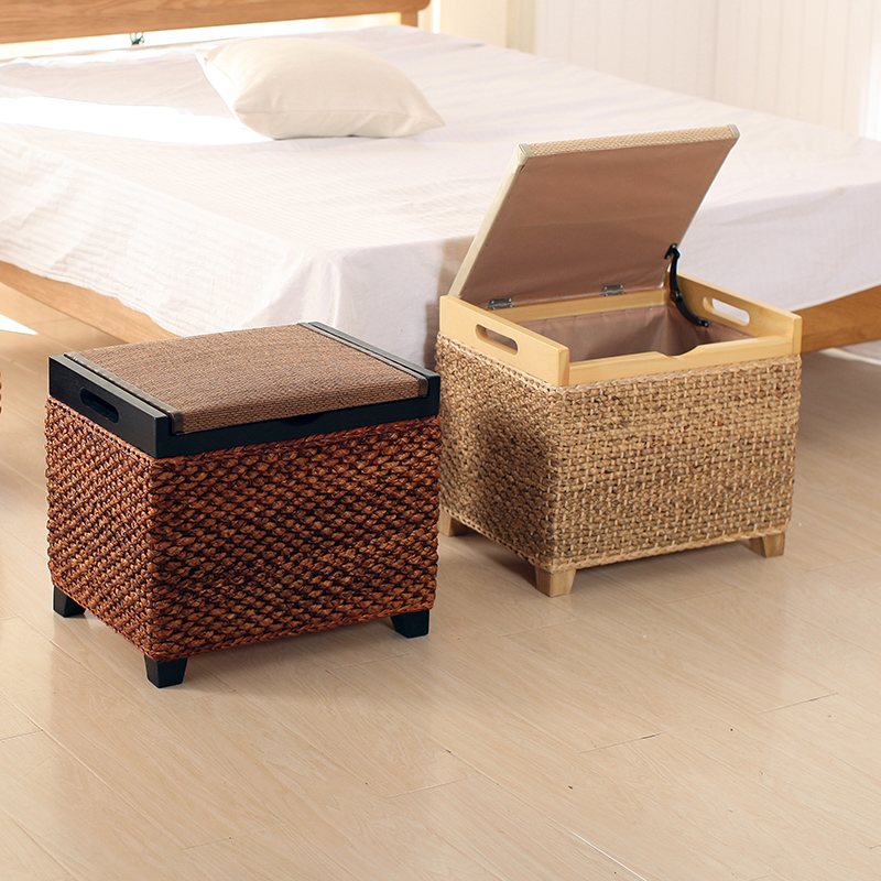 藤编收纳凳进门口入户换鞋凳多功能储物凳子家用试鞋凳可坐床尾凳