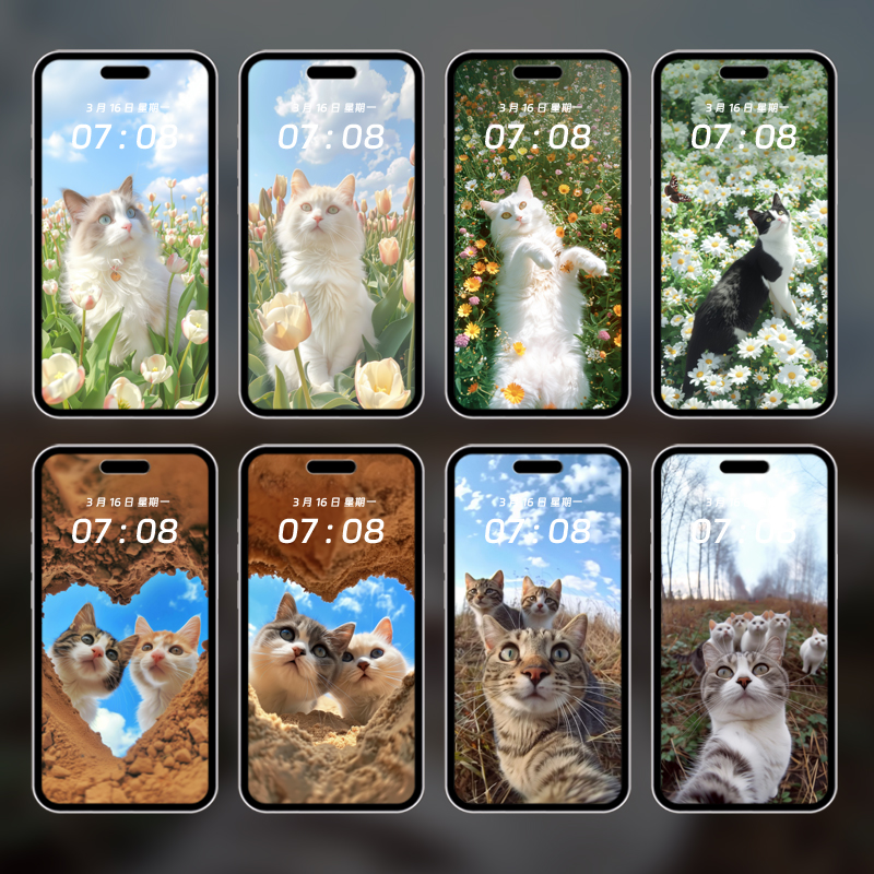 小猫咪可爱搞怪自拍手机壁纸高清4K全机型适用合集30张
